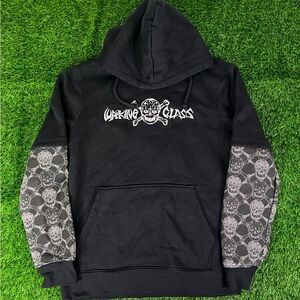 Lurking Class by Sketchy Tank Bones Layered Black Hoodie Emo Grunge Mens Small